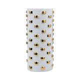Cylinder Vase, White/gold