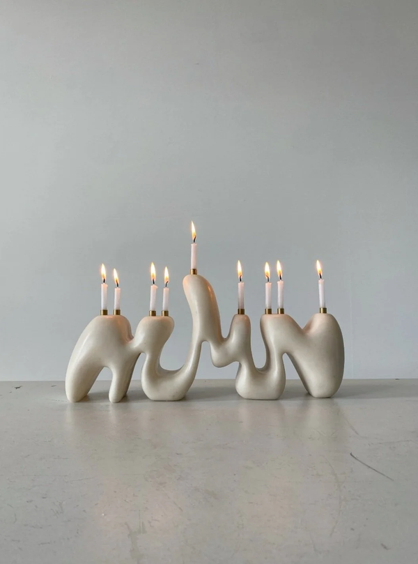 Menorah Sculpture - Cream