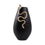Curved Snake On Vase, Black/gold