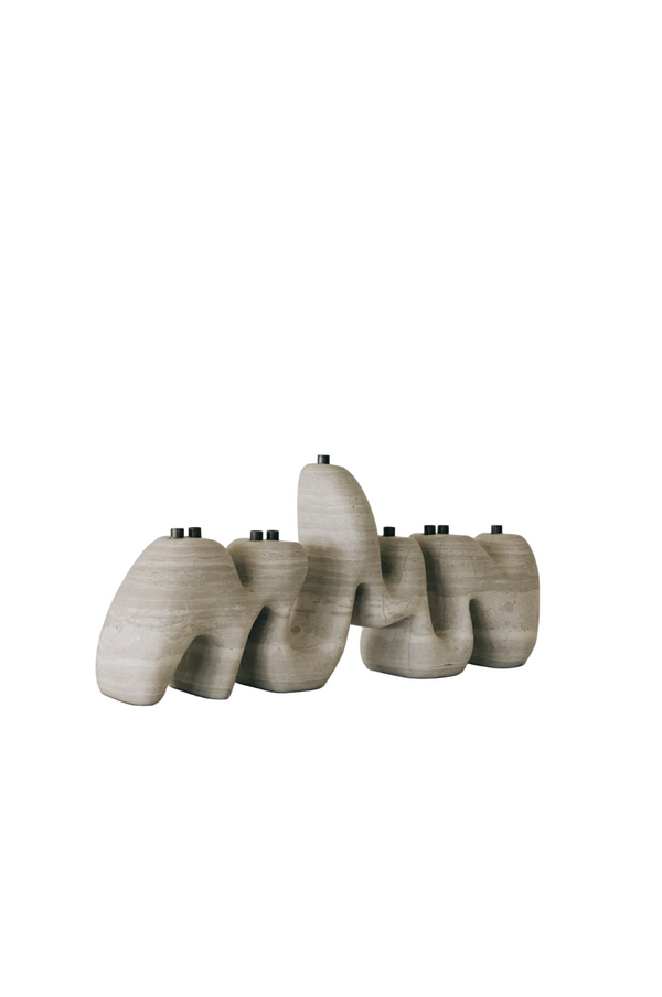 Menorah Sculpture - Grey Wood