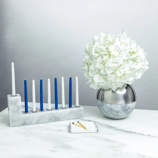 Brillante Menorah, Marble & Silver