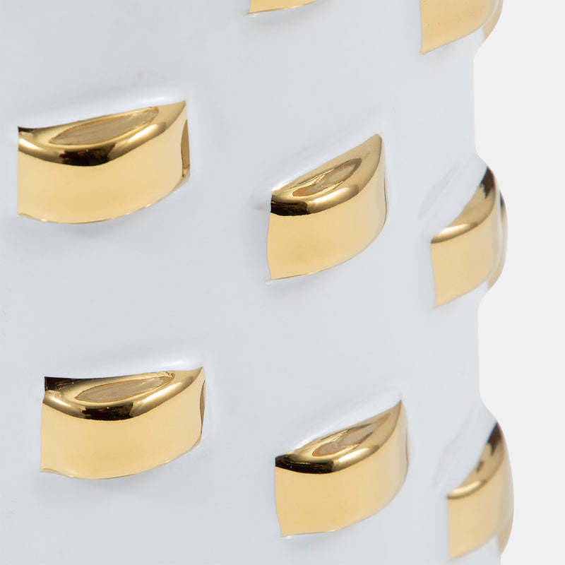 Cylinder Vase, White/gold