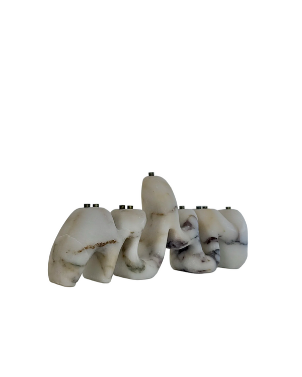 Menorah Sculpture - Calacutta Viola Marble
