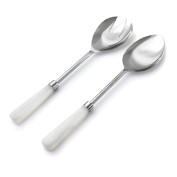 Azure Matte White Resin Salad Server Set