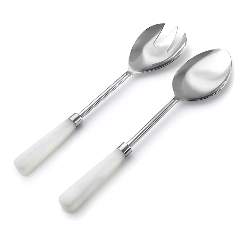 Azure Matte White Resin Salad Server Set