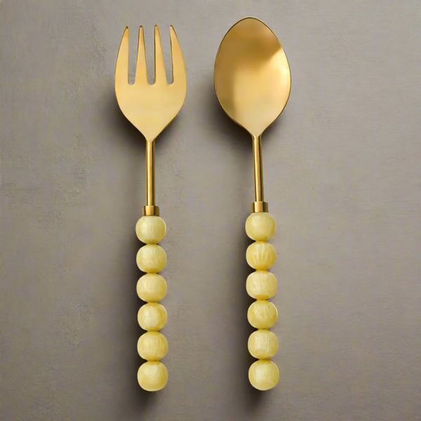 Rathlin Butter Yellow Salad Server Set