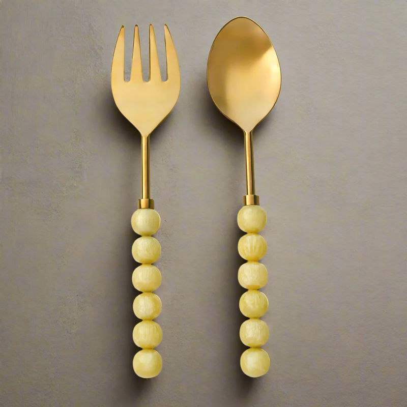 Rathlin Butter Yellow Salad Server Set