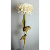 Faux White Dahlia Stem with Palm Leaves