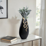 Curved Snake On Vase, Black/gold