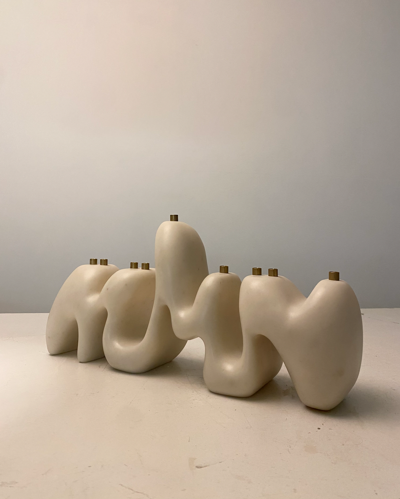Menorah Sculpture - Cream