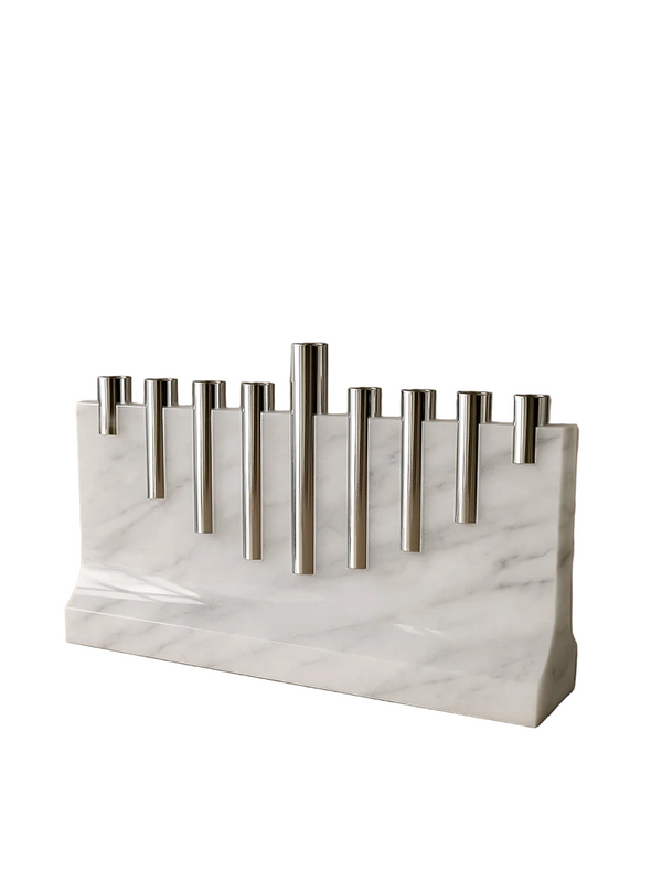 STONE HANUKKIAH - WHITE MARBLE