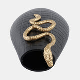 Curved Snake On Vase, Black/gold