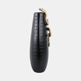 Curved Snake On Vase, Black/gold