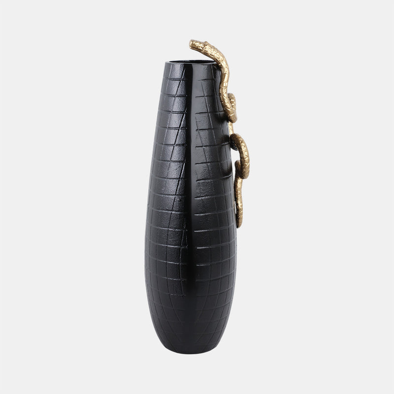 Curved Snake On Vase, Black/gold