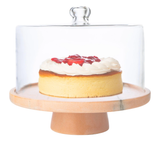 Pink Marble Footed Cake Stand With Dome