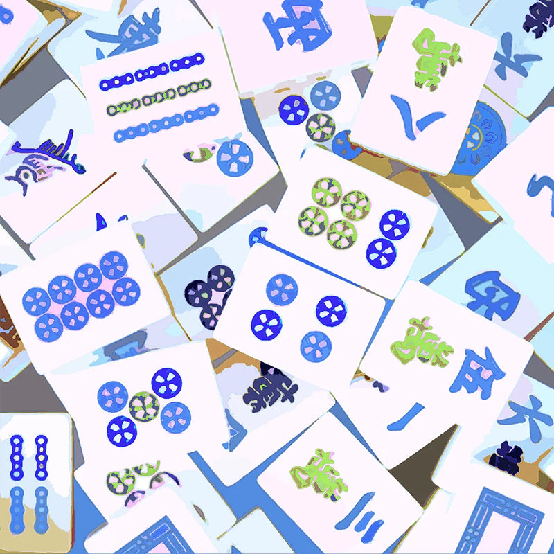 Mahjong Abstract Blues Acrylic Tray