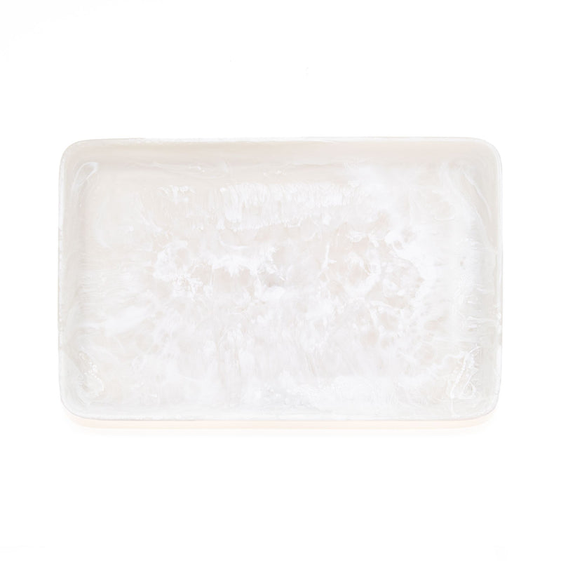 White Swirl Rectangular Tray Large