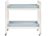 Jupiter Bar Cart – White Sand Frame with Seagrass Trays