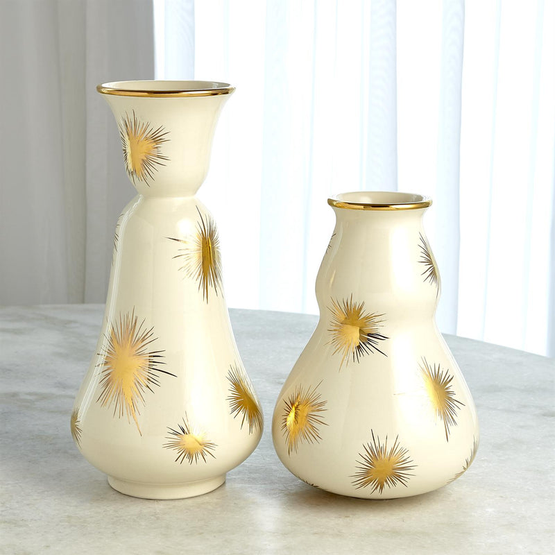SM Cream & Gold Starburst Vase