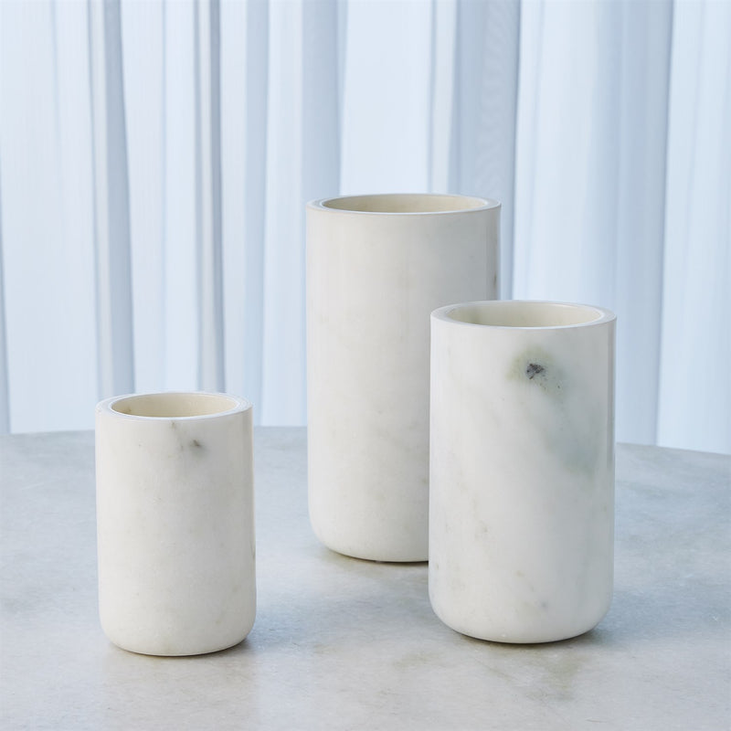 Simple Marble Vase-White-Med