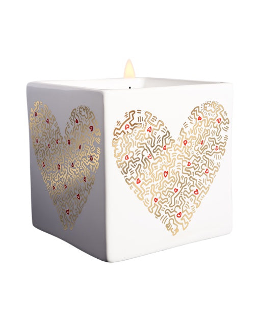 Keith HARING ”Gold Pattern Heart” Square Candle