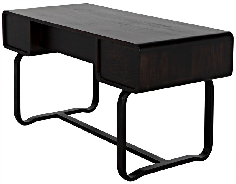 Voltes Desk, Ebony Walnut with Black Steel