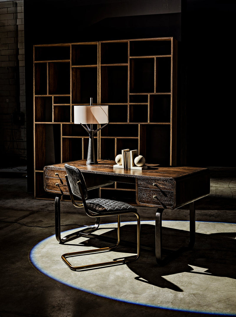 Voltes Desk, Ebony Walnut with Black Steel