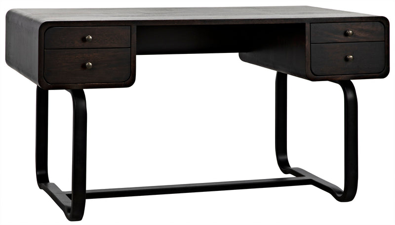 Voltes Desk, Ebony Walnut with Black Steel