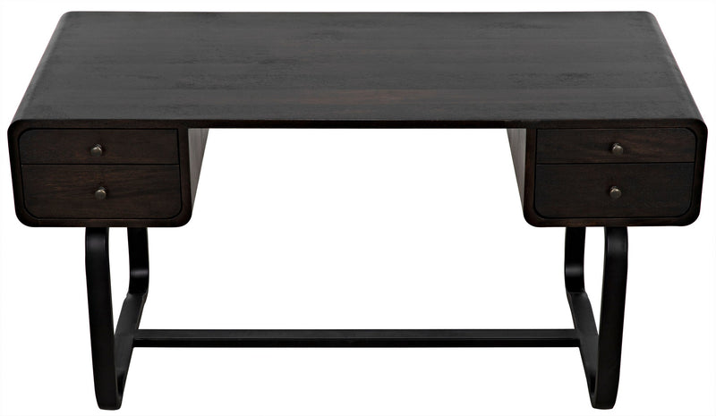 Voltes Desk, Ebony Walnut with Black Steel