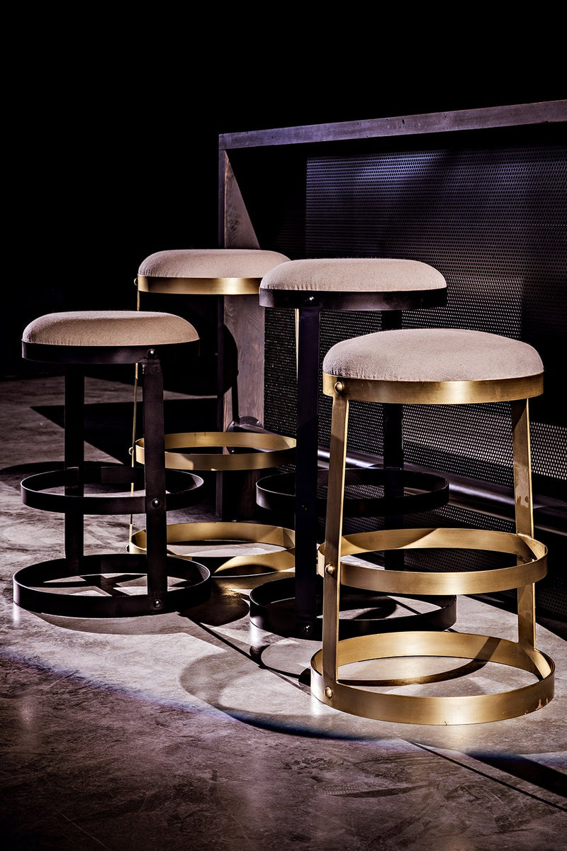 Dior Counter Stool, Metal with Brass Finish