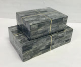 Gray with Gold Lines Bone Box
