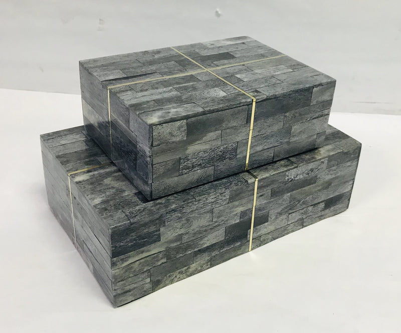 Gray with Gold Lines Bone Box