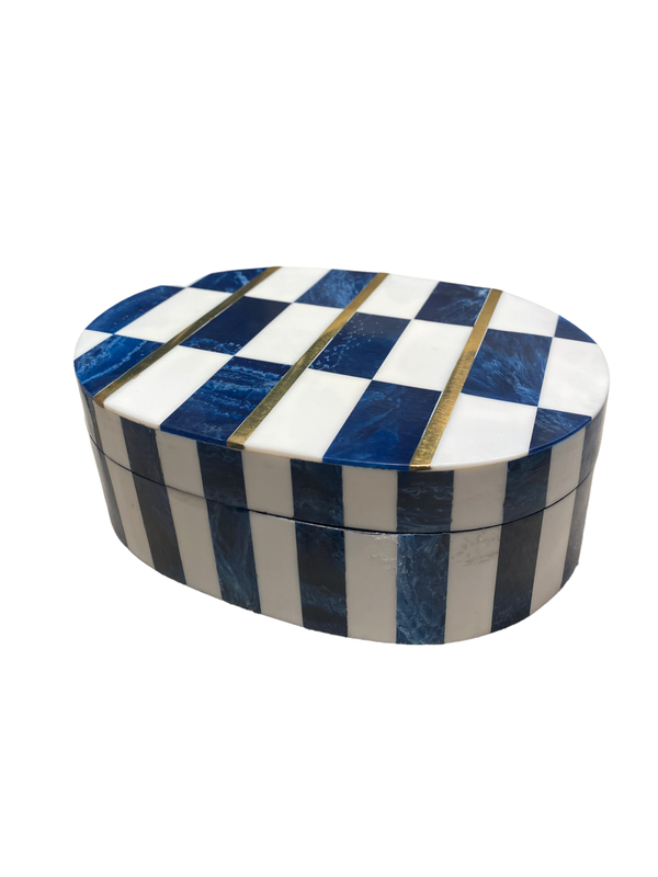 Large Checkered Oval Box