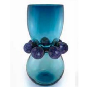 Tiffany Vase Duck Blue with Dark Blue Stone