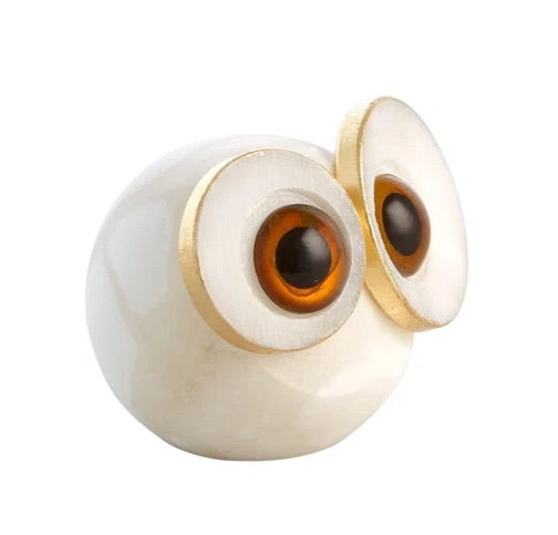 Alabaster Big Eyed Owl-Lg