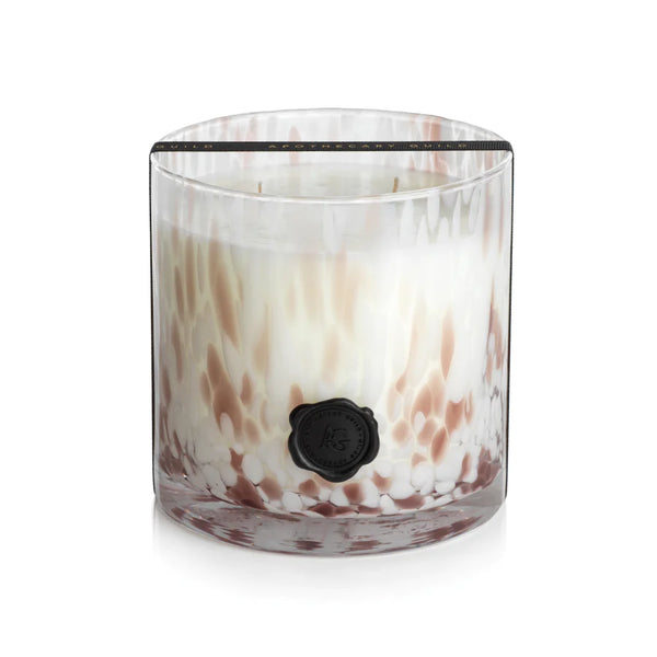White and Taupe Three-Wick Candle Jar