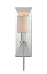Cotswold Large Mirrored Sconce in Polished Nickel with Natural Paper Shade