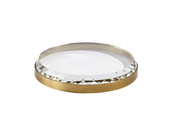 Banded Crystal Tray-Brass
