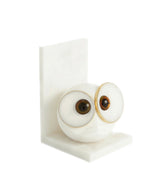 Pair Alabaster Big Eyed Owl Bookends