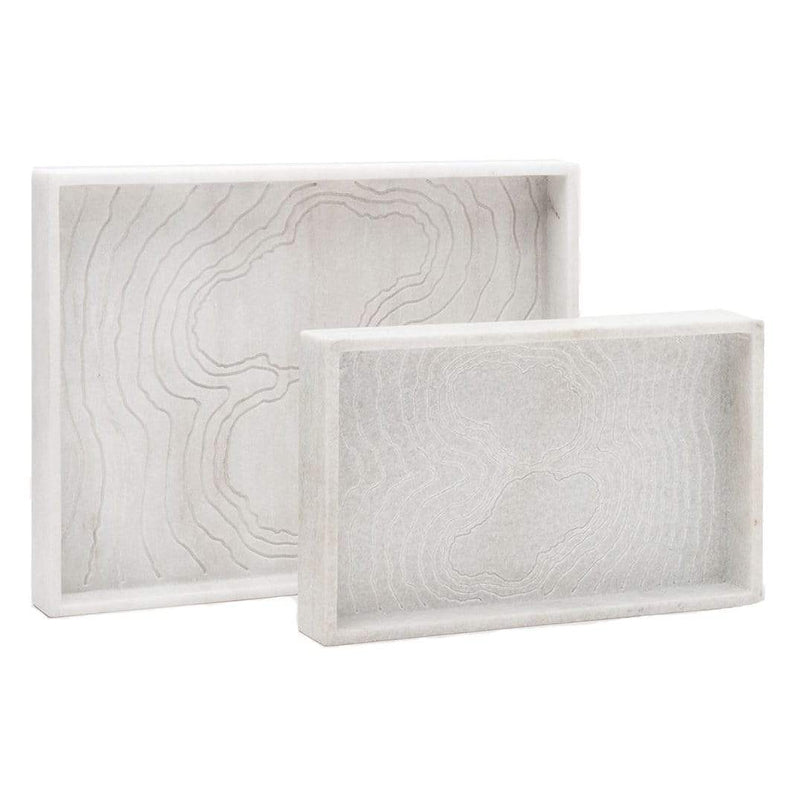 White Marble Etched Tray SMALL