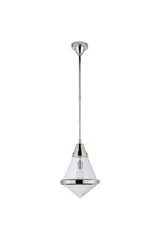 Gale Petite Pendant Light in Polished Nickel with Seeded Glass