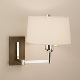 Swing Arm Sconce W/ Wood-Silver Finish