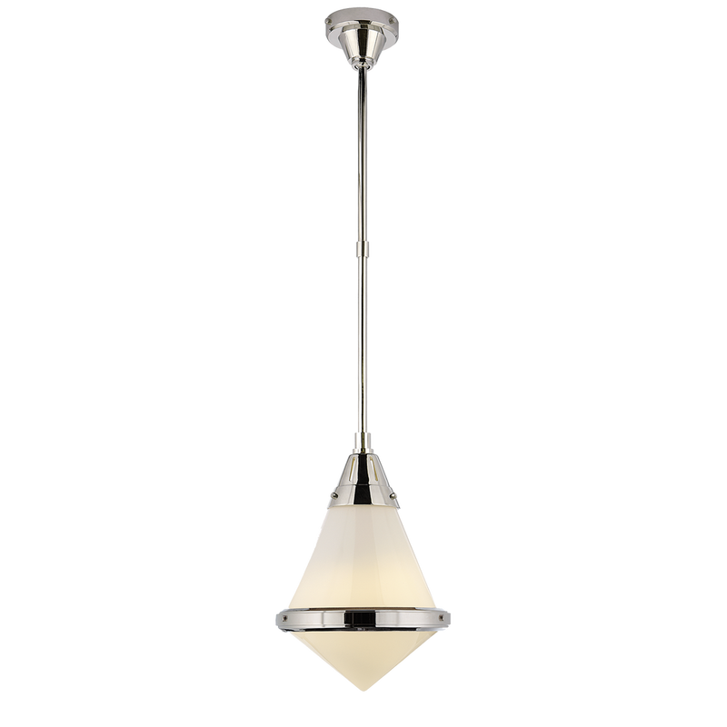 Gale Petite Pendant Light in Polished Nickel with Seeded Glass
