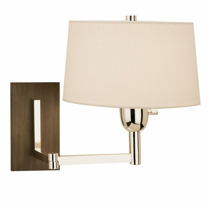 Swing Arm Sconce W/ Wood-Silver Finish