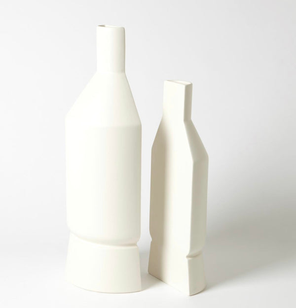 Flat Back Vase-Matte White-Large
