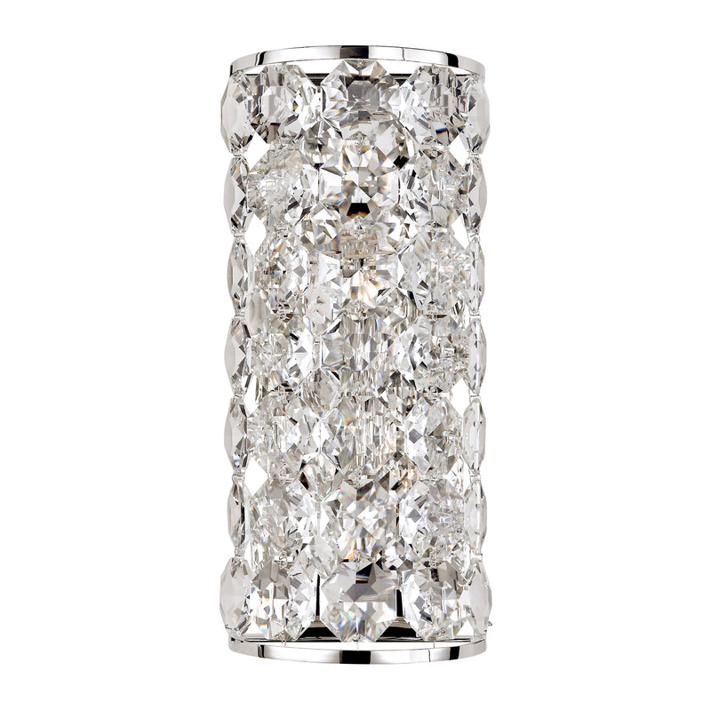 Sanger Long Sconce in Polished Nickel with Crystal