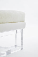 Leather, Shearling, Lucite Ottoman