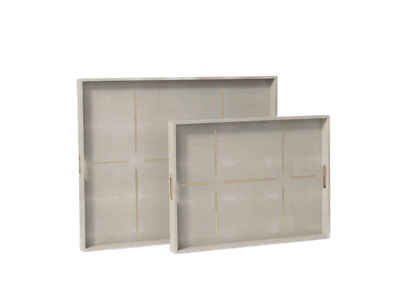 Gray Faux Shagreen and Brass Tray LARGE