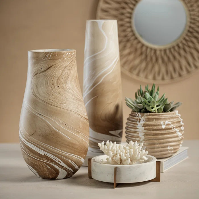 Wood Marbleized Vase - Tall